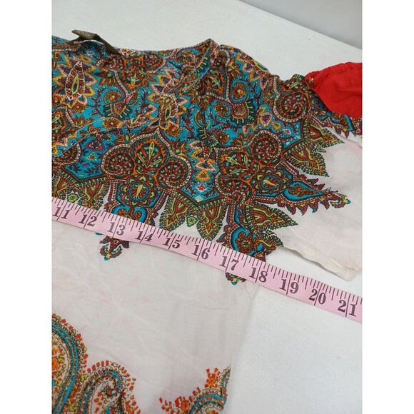 Women's Tommy Bahama XS Red White Paisley print top Cotton Silk - Picture 7 of 10